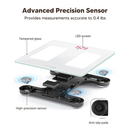 LOFTILLA Bathroom Scale for Body Weight, Highly Accurate Weight Scale for Home Used, Digital Scale with Sturdy Tempered Glass, Bathroom Scales for Weight with Bright LED Display, 400Lb