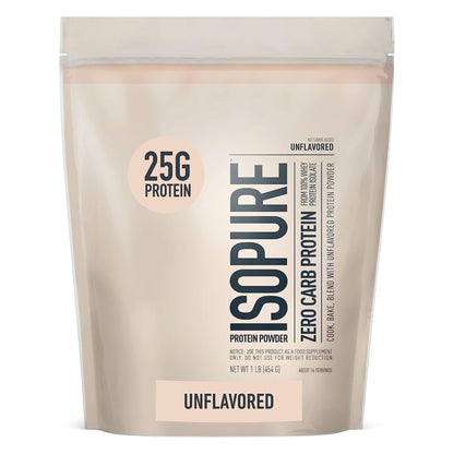 Isopure Unflavored Protein, Whey Isolate, with Vitamin C & Zinc for Immune Support, 25G Protein, Zero Carb & Keto Friendly, 1 Pound (Packaging May Vary)