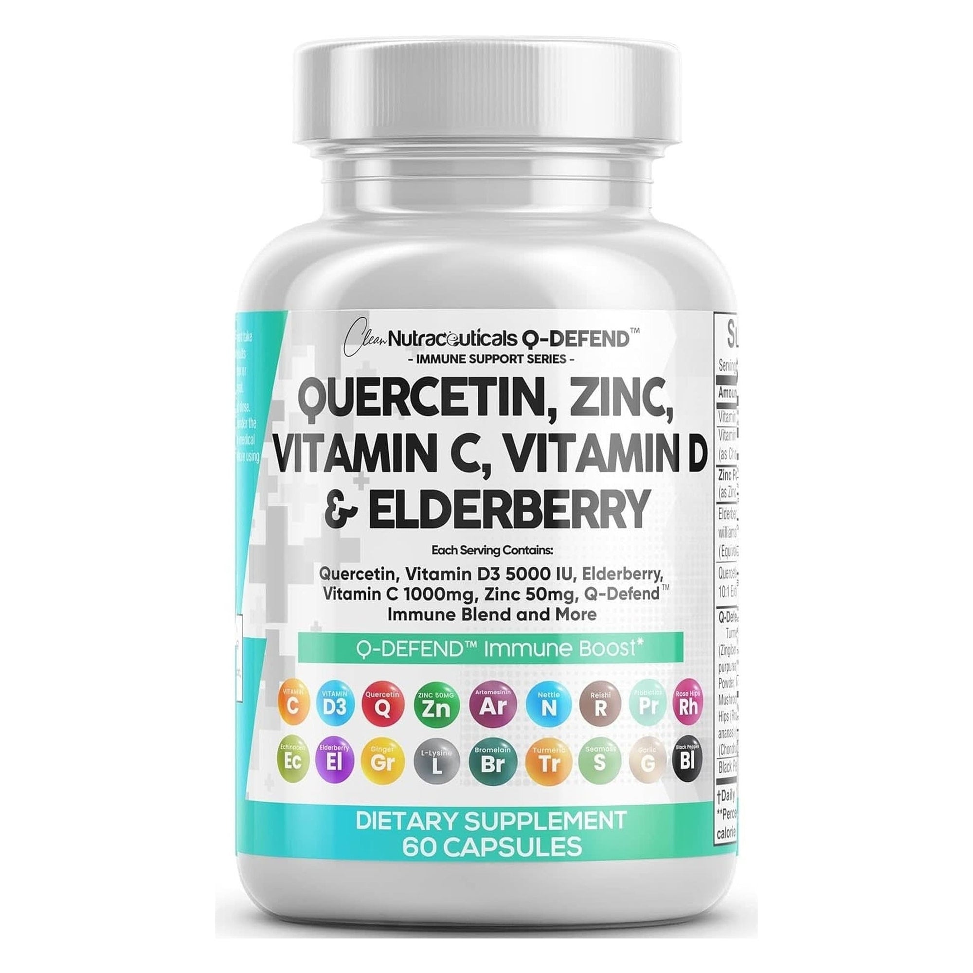 Quercetin 1000Mg Zinc 50Mg Vitamin C 1000Mg Vitamin D 5000 IU Bromelain Elderberry - Lung Immune Defense Support Supplement Adults with Artemisinin, Sea Moss, Echinacea, Garlic Immunity Allergy Relief