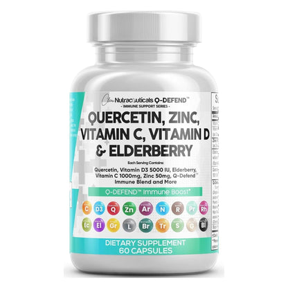 Quercetin 1000Mg Zinc 50Mg Vitamin C 1000Mg Vitamin D 5000 IU Bromelain Elderberry - Lung Immune Defense Support Supplement Adults with Artemisinin, Sea Moss, Echinacea, Garlic Immunity Allergy Relief