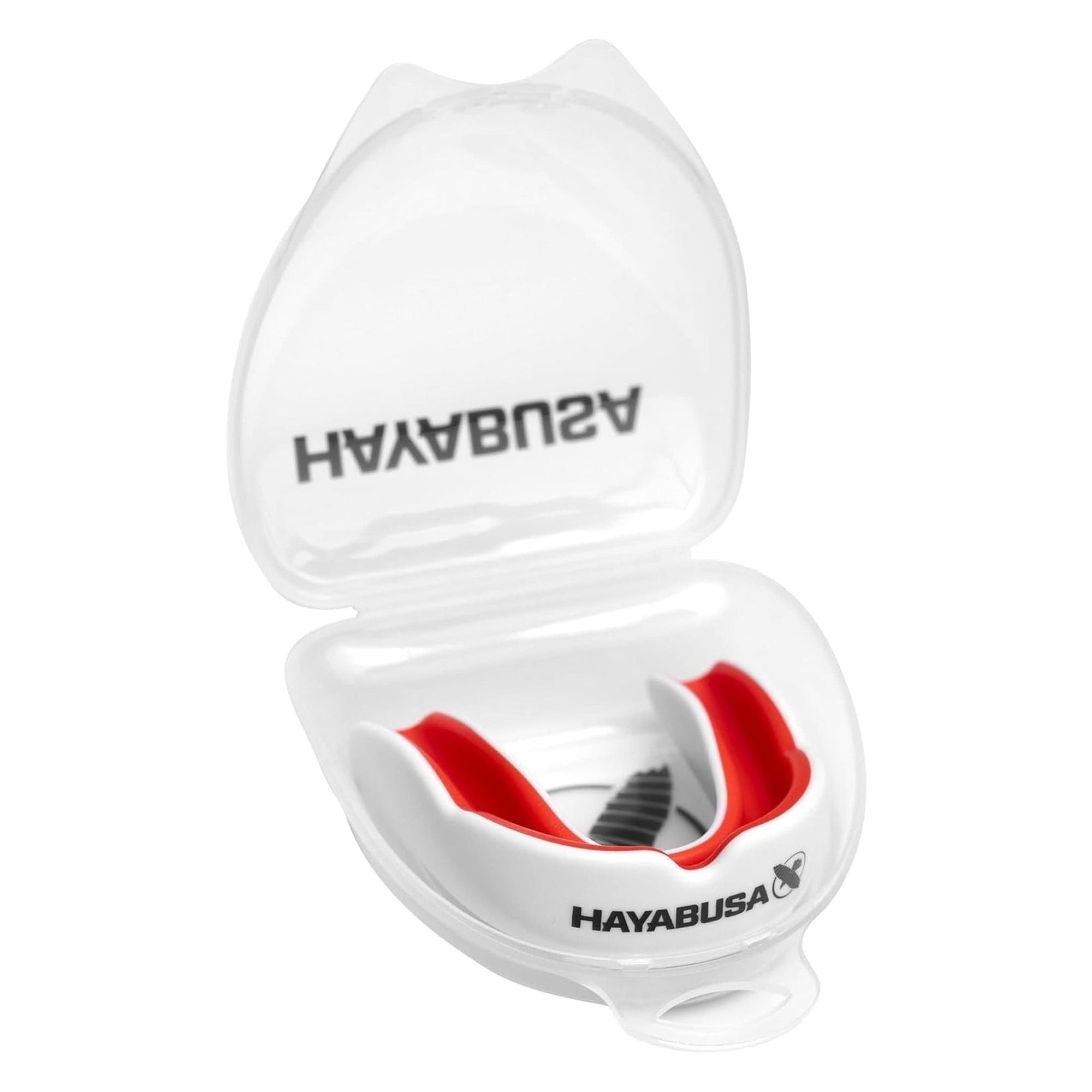 Hayabusa Combat Sports Mouth Guard Youth, Kids and Adult Sizes Comes with Case - White/Red, Adult