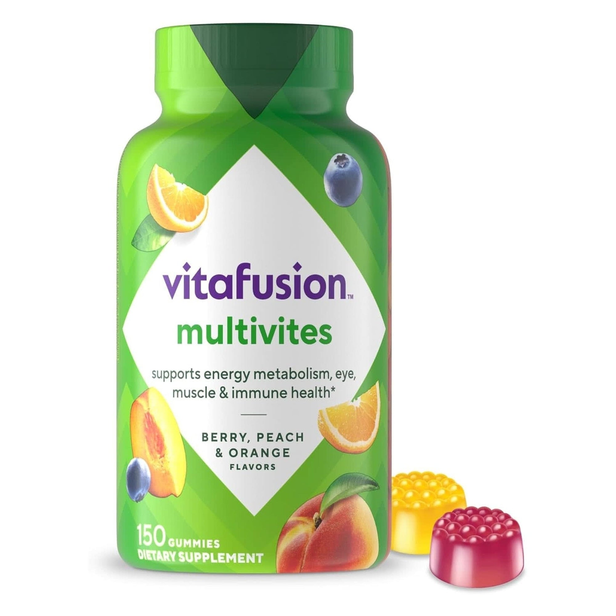 Vitafusion Multivites Gummy Multivitamins for Adults with 12 Vitamins and Minerals, Berry, Peach and Orange Flavored, America’S Number 1 Gummy Vitamin Brand, 75 Day Supply, 150 Count