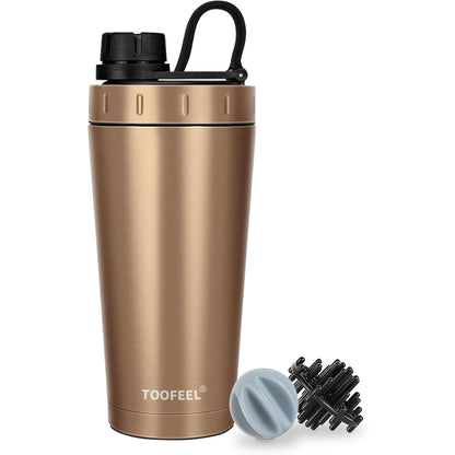 TOOFEEL Protein Shaker Bottle 20 Oz - Double Walled Insulated Vacuum Shaker Cups for Protein Shakes, Keeps Cold/Hot, Metal Stainless Steel Shaker Bottle, Preworkout Gym Shaker Bottle