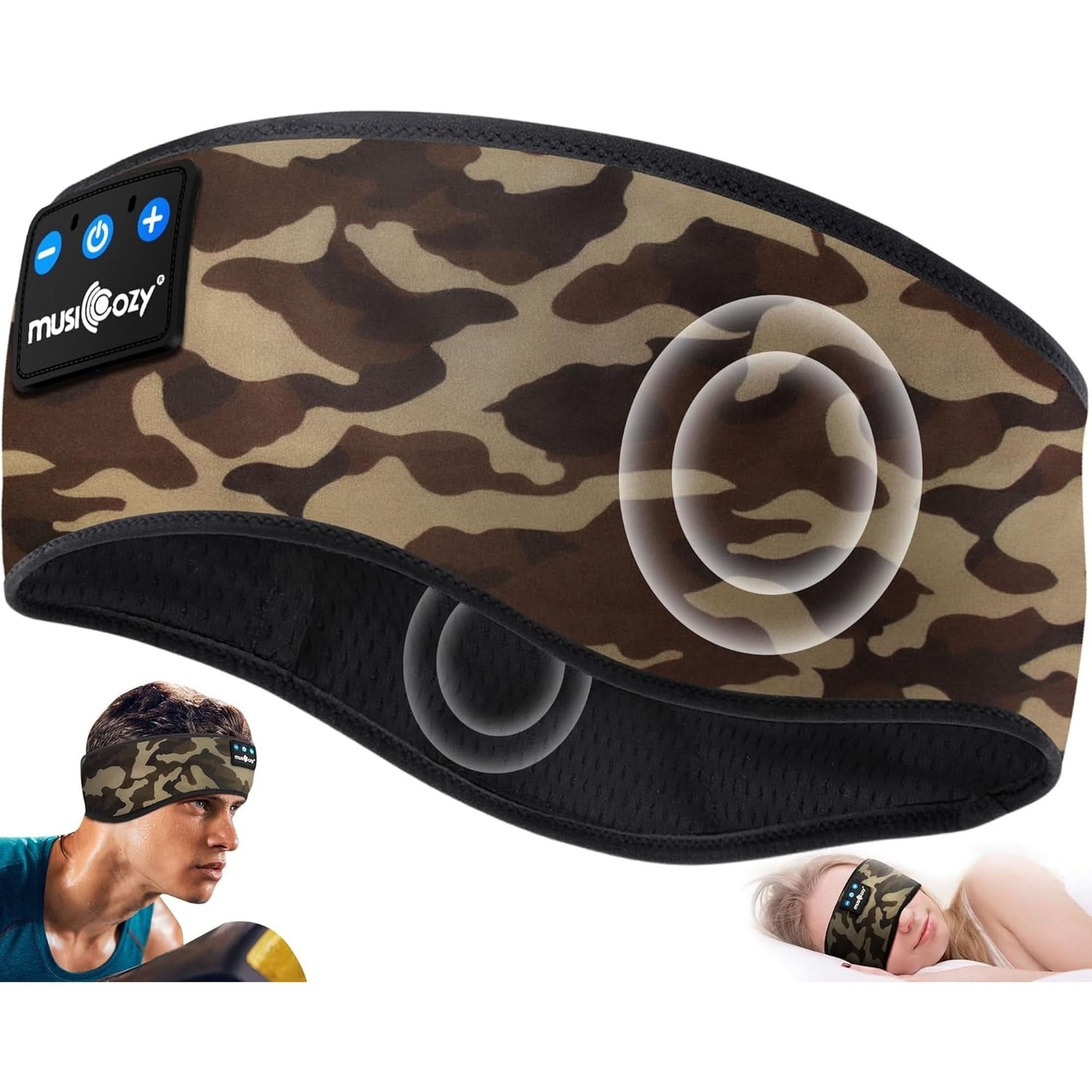 MUSICOZY Sleep Headphones Bluetooth 5.2 Headband, Sports Wireless Earphones Sweat Resistant Earbuds with Ultra-Thin HD Stereo Speaker for Workout Running Cool Gadgets Unique Gifts