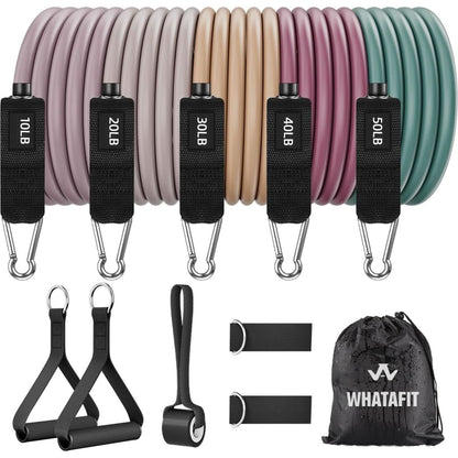 WHATAFIT Resistance Bands, Exercise Bands，Resistance Bands for Working Out, Work Out Bands with Handles for Men and Women Fitness, Strength Training Home Gym Equipment