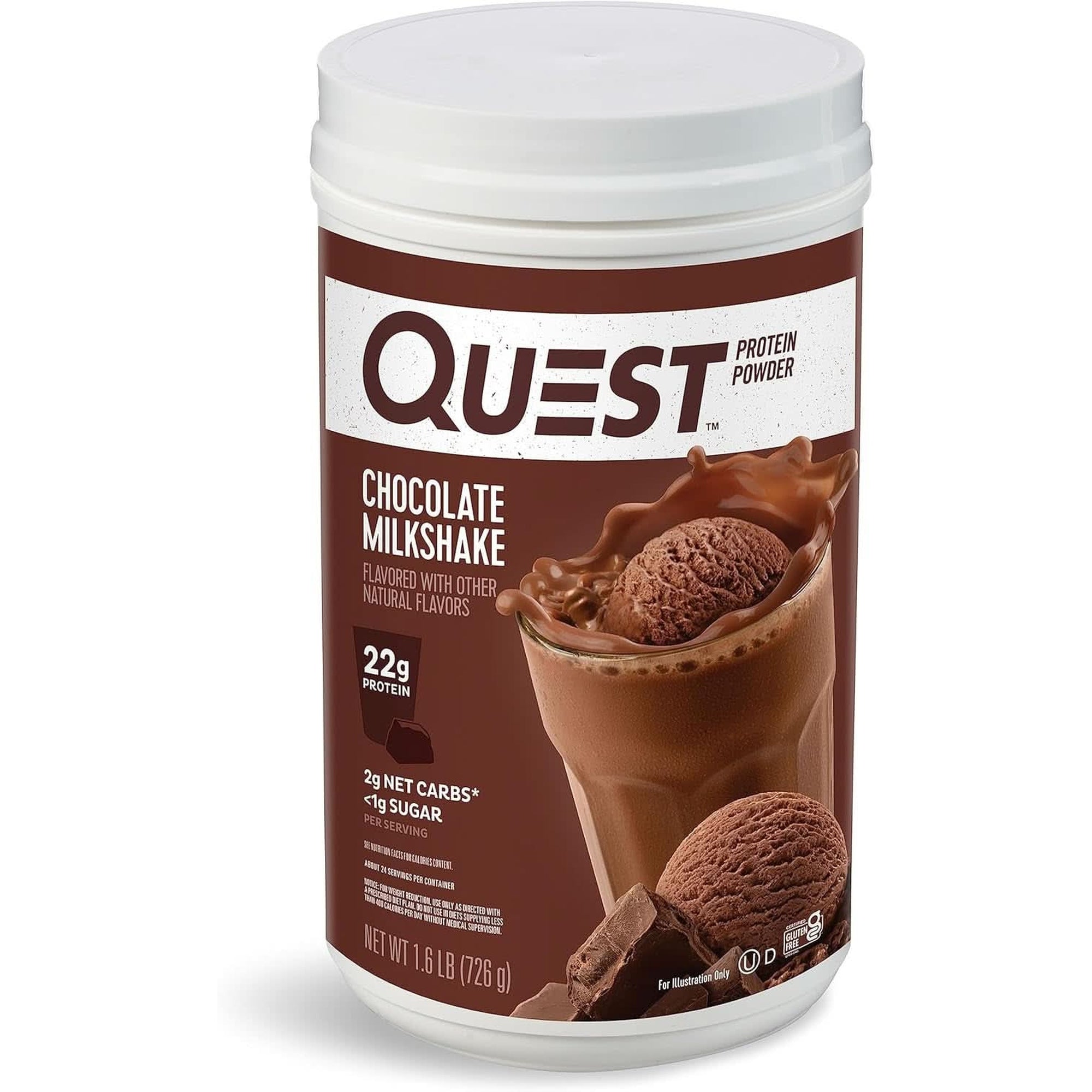 Quest Nutrition Vanilla Milkshake Protein Powder, 24G of Protein, 1G of Sugar, Low Carb, Gluten Free, 1.6 Pound, 23 Servings