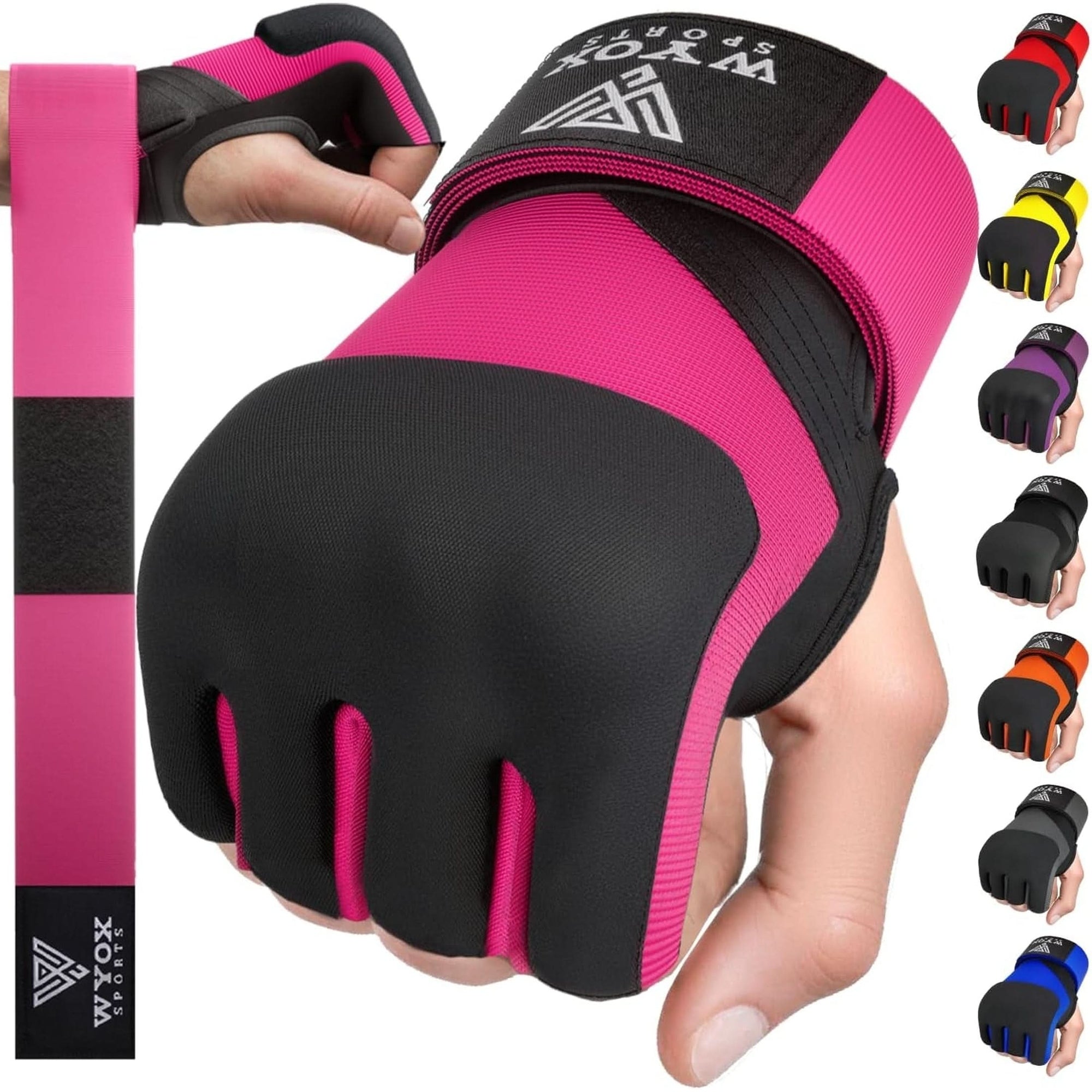 WYOX Gel Boxing Hand Wraps Inner Gloves for Men & Women, 80Cm Quick Wrist Wraps Guard, Padded Knuckle Protection for Muay Thai MMA Kickboxing Punching Bag Gloves, Hand Wraps for Boxing & Martial Arts