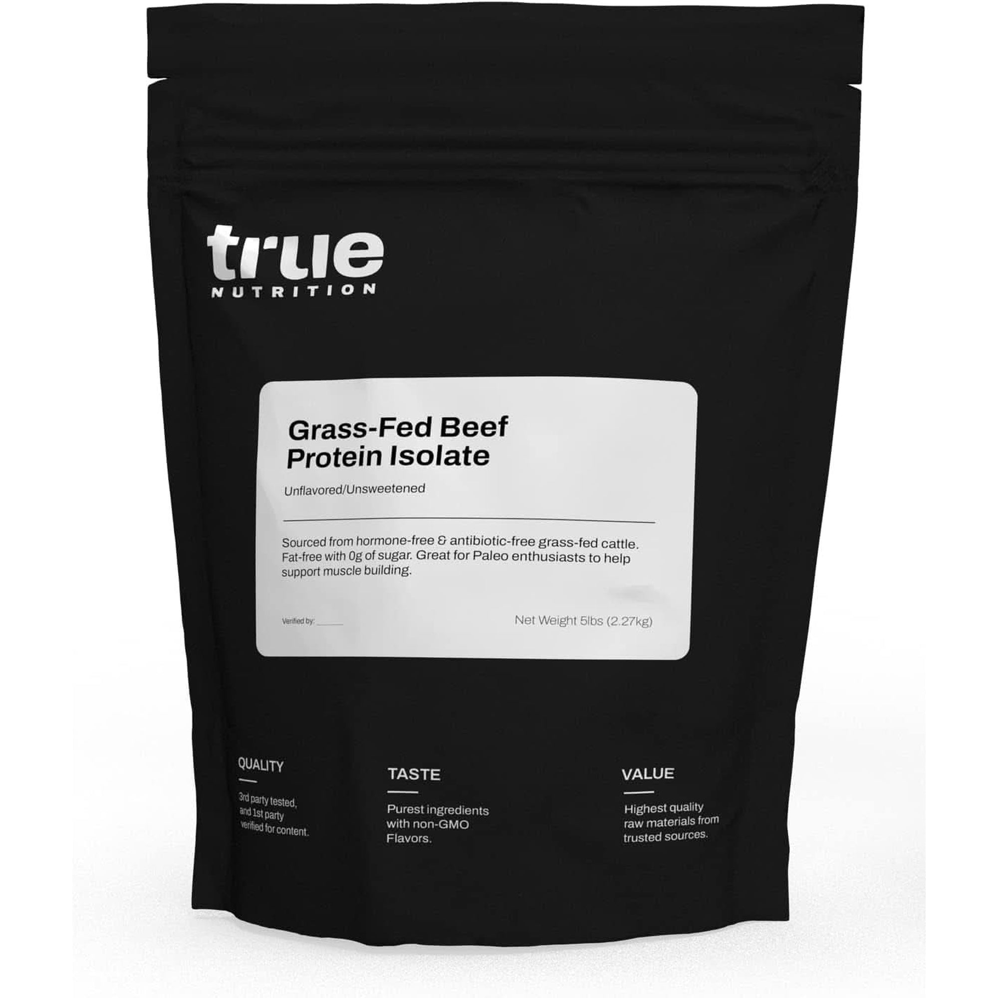 True Nutrition Grass Fed Beef Protein Powder Isolate - 29G of Paleo, Keto, Carnivore Beef Protein per Serving - Zero Carb, Fat Free, Gluten Free, Dairy Free, Soy Free - French Vanilla - 1LB