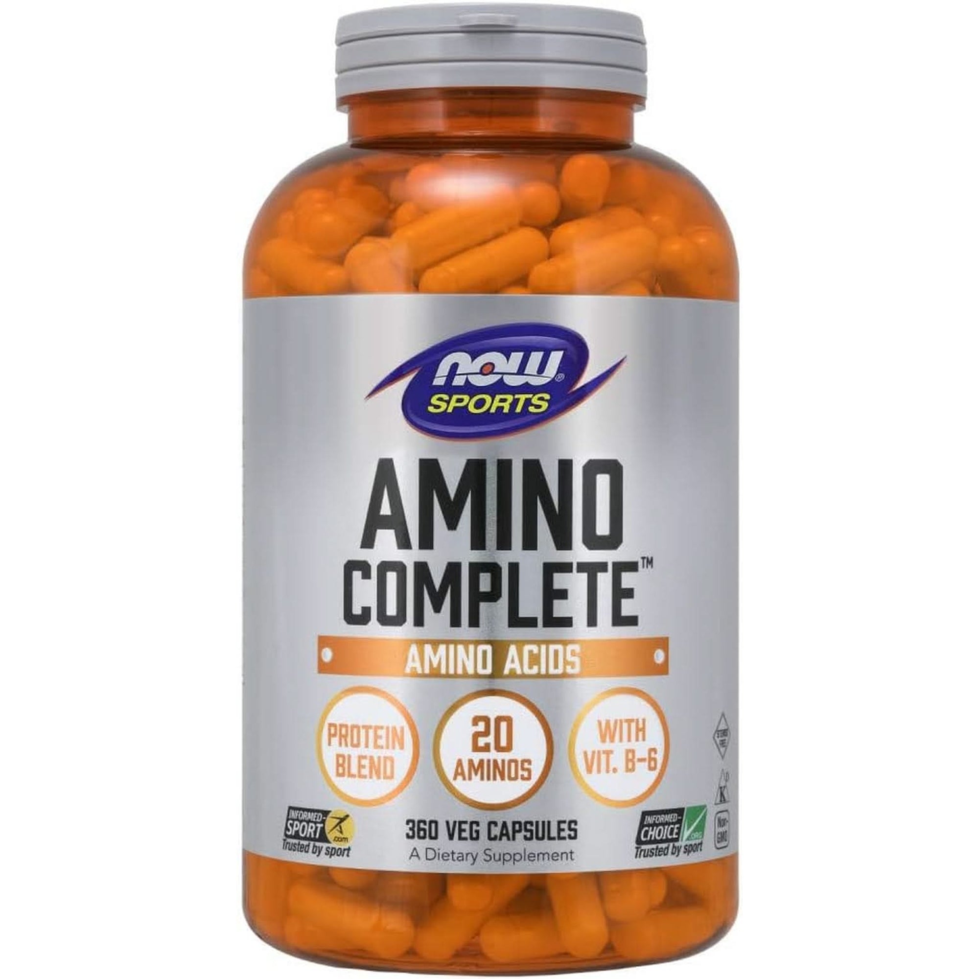 NOW Foods Sports Nutrition, Amino Complete™, Protein Blend with 21 Aminos and B-6, 120 Veg Capsules