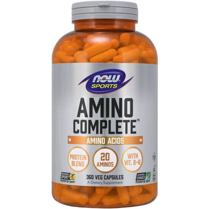 NOW Foods Sports Nutrition, Amino Complete™, Protein Blend with 21 Aminos and B-6, 120 Veg Capsules