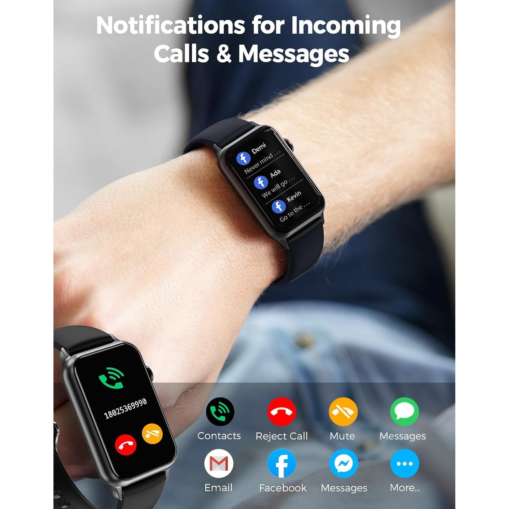 Smart Watch, Health Fitness Tracker Watch for Women Men with 24/7 Heart Rate Spo2 Blood Pressure Monitor Sleep Tracker 128 Exercise Modes Step Calorie Counter Pedometer IP68 Waterproof for Android Ios