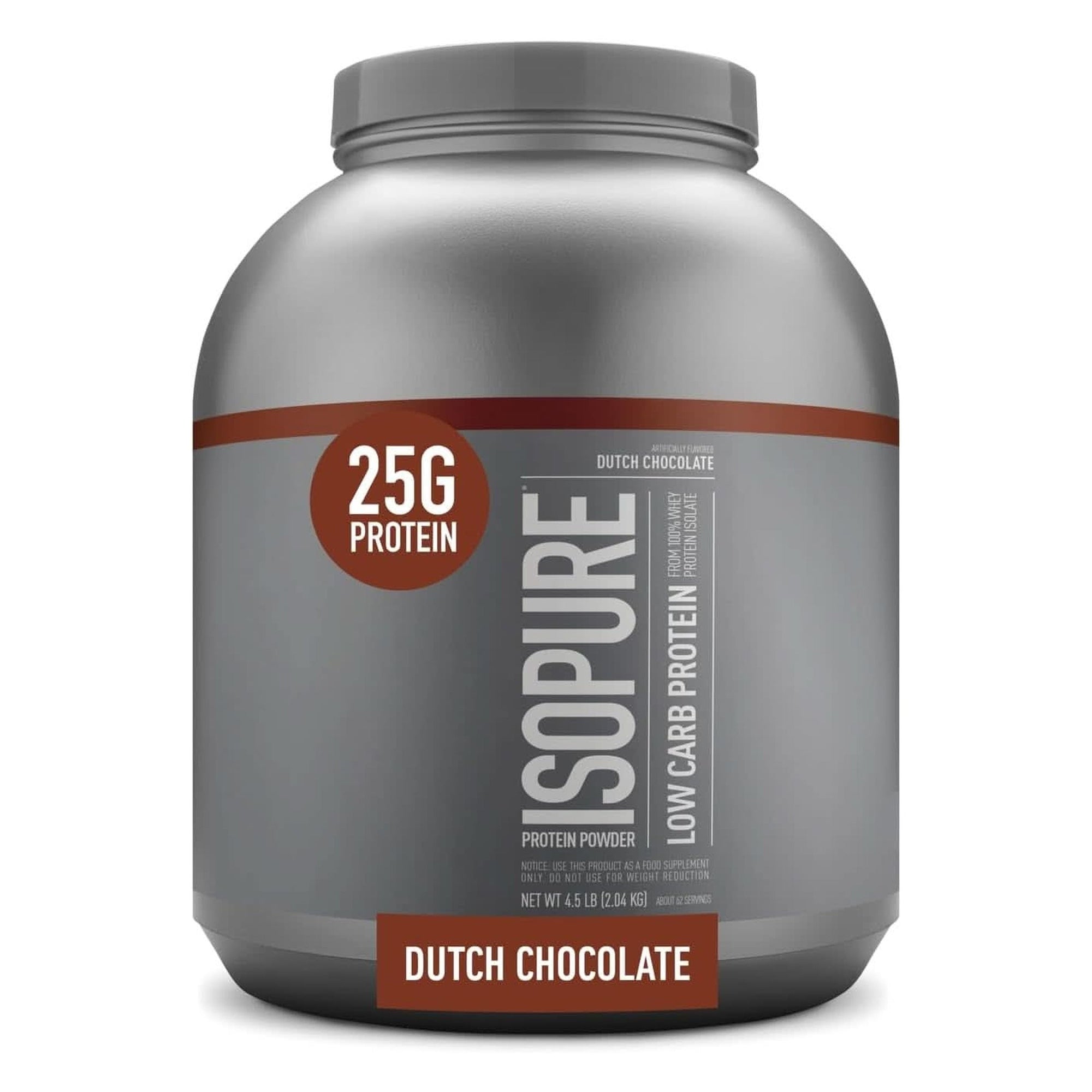 Isopure Protein Powder, Whey Isolate with Vitamin C & Zinc for Immune Support, 25G Protein, Low Carb & Keto Friendly, Flavor: Dutch Chocolate, 62 Servings, 4.5 Pounds (Packaging May Vary)