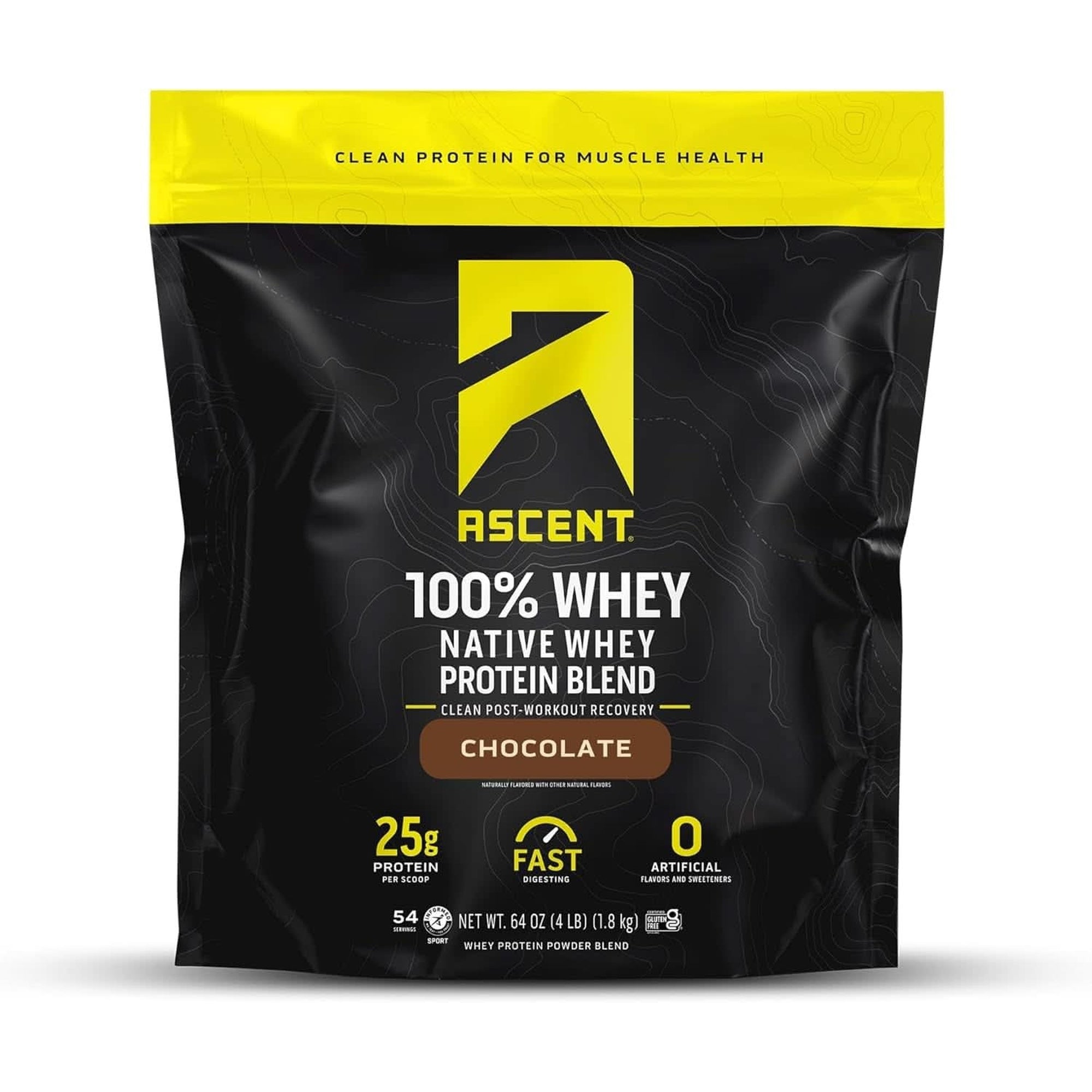 Ascent 100% Whey Protein Powder - Post Workout Whey Protein Isolate, Zero Artificial Flavors & Sweeteners, Soy & Gluten Free, 5.5G BCAA, 2.6G Leucine, Essential Amino Acids, Vanilla Bean 2 Lb