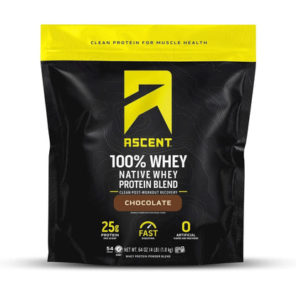 Ascent 100% Whey Protein Powder - Post Workout Whey Protein Isolate, Zero Artificial Flavors & Sweeteners, Soy & Gluten Free, 5.5G BCAA, 2.6G Leucine, Essential Amino Acids, Vanilla Bean 2 Lb