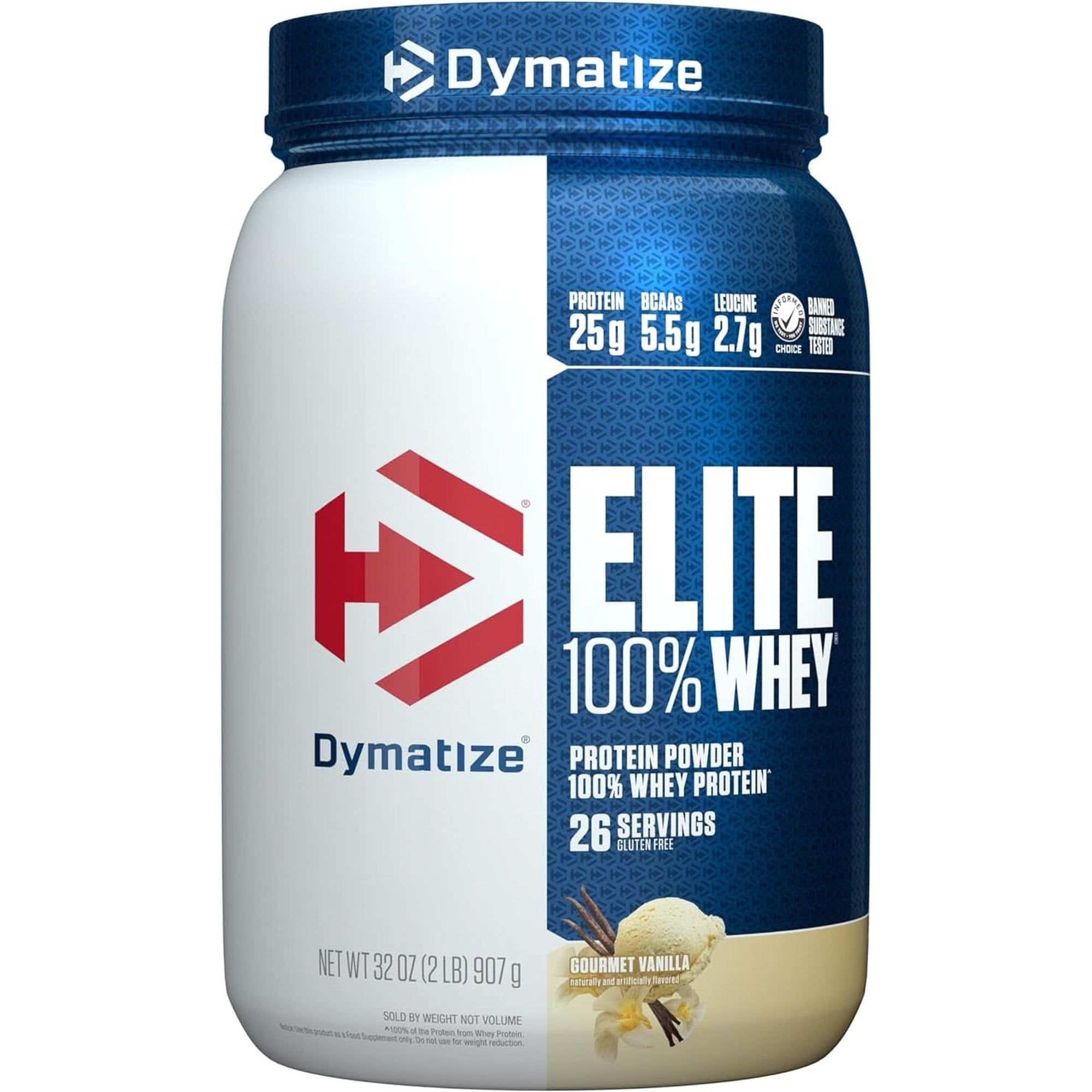 Dymatize Elite 100% Whey Protein Powder, 25G Protein, 5.5G Bcaas & 2.7G L-Leucine, Quick Absorbing & Fast Digesting for Optimal Muscle Recovery, Gourmet Vanilla, 5 Pound, 67 Servings