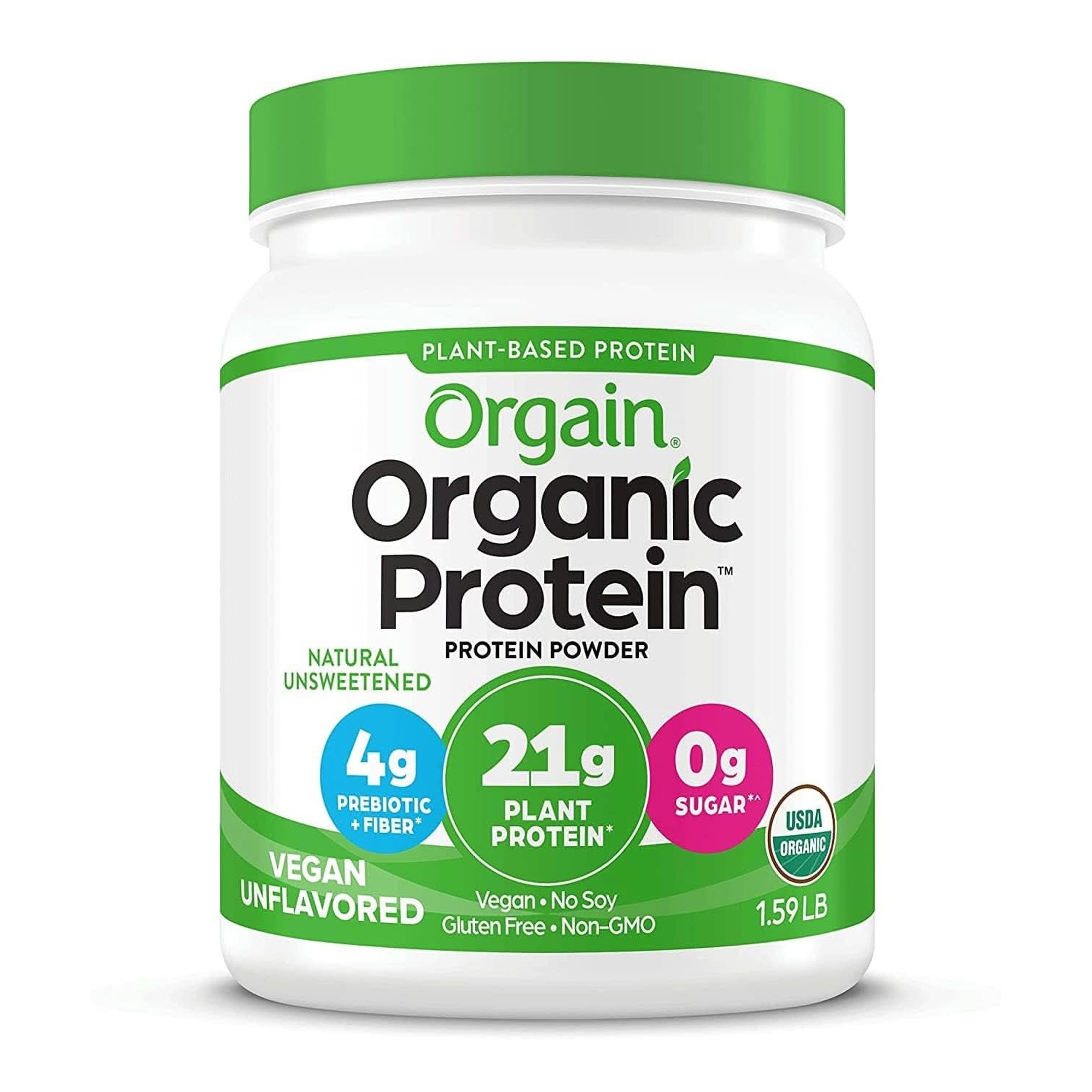 Orgain Organic Vegan Protein Powder, Strawberries & Cream - 21G Plant Based Protein, 4G Prebiotic Fiber, Low Net Carb, No Lactose Ingredients, No Added Sugar, Non-Gmo, for Shakes & Smoothies, 2.03 Lb