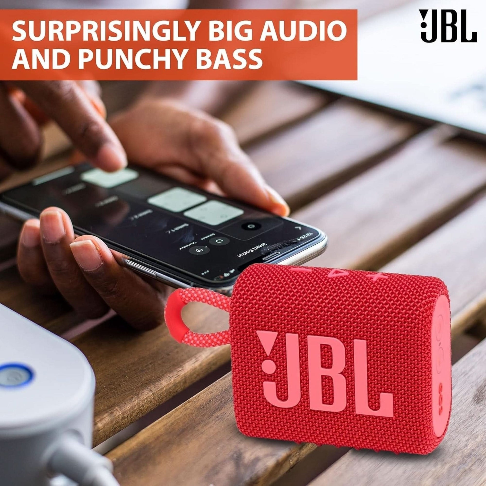 JBL Go 3 Portable Bluetooth Wireless Speaker, IP67 Waterproof and Dustproof Built-In Battery - Black - Boomph'S Comprehensive Ultimate Performance Cloth Solution for Your On-The-Go Sound Experience