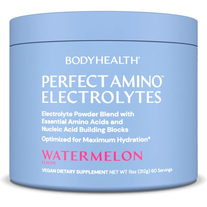 Bodyhealth Perfectamino Electrolytes Powder, Hydration Powder, Sugar Free Keto Electrolyte Drink Mix, Non GMO, Watermelon Flavor (30 Servings)