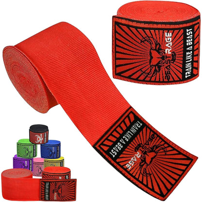 BEAST RAGE Boxing Hand Wraps for MMA Kickboxing Wrist Wraps Professional Adult 180" Semi-Elastic Martial Arts Inner Gloves Heavy Bag Handwraps Muay Thai Thumb Straps