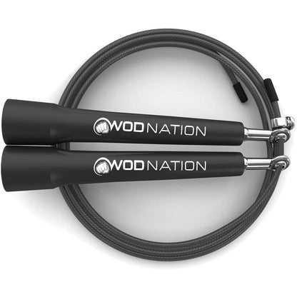 WOD Nation Adjustable Speed Jump Rope for Men, Women & Children - Blazing Fast Fitness Skipping Rope Perfect for Boxing, MMA, Endurance