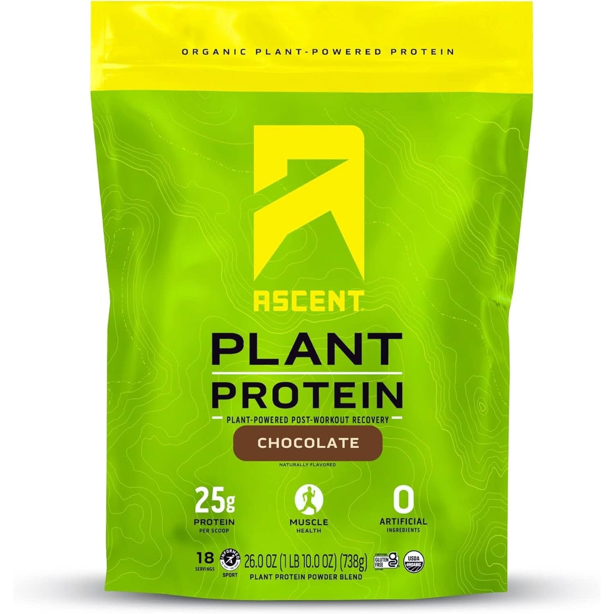 Ascent Plant Based Protein Powder - Non Dairy Vegan Protein, Zero Artificial Ingredients, Soy & Gluten Free, No Added Sugar, 4G BCAA, 2G Leucine - Vanilla, 20 Servings