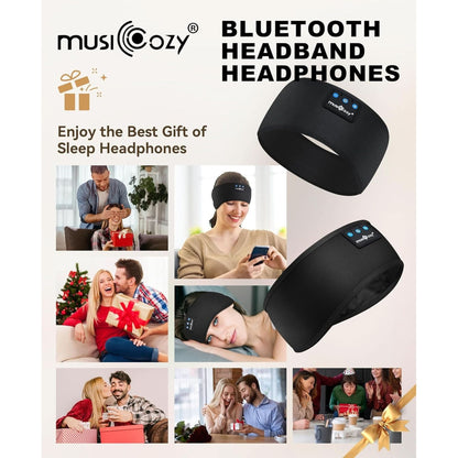 MUSICOZY Sleep Headphones Bluetooth 5.2 Headband, Sports Wireless Earphones Sweat Resistant Earbuds with Ultra-Thin HD Stereo Speaker for Workout Running Cool Gadgets Unique Gifts