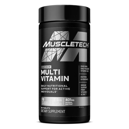 Muscletech Platinum Multivitamin for Immune Support 18 Vitamins & Minerals Vitamins a C D E B6 B12 Daily Workout Supplements for Men 90 Ct