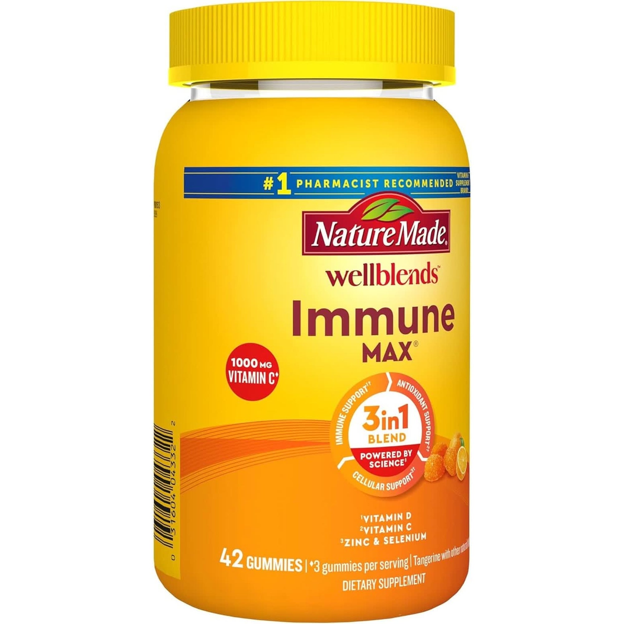 Nature Made Wellblends Immunemax Gummies, Vitamin C 1000Mg + Zinc, Selenium, & Vitamin D3 5000 IU, Immune Support Supplement, 42 Gummies