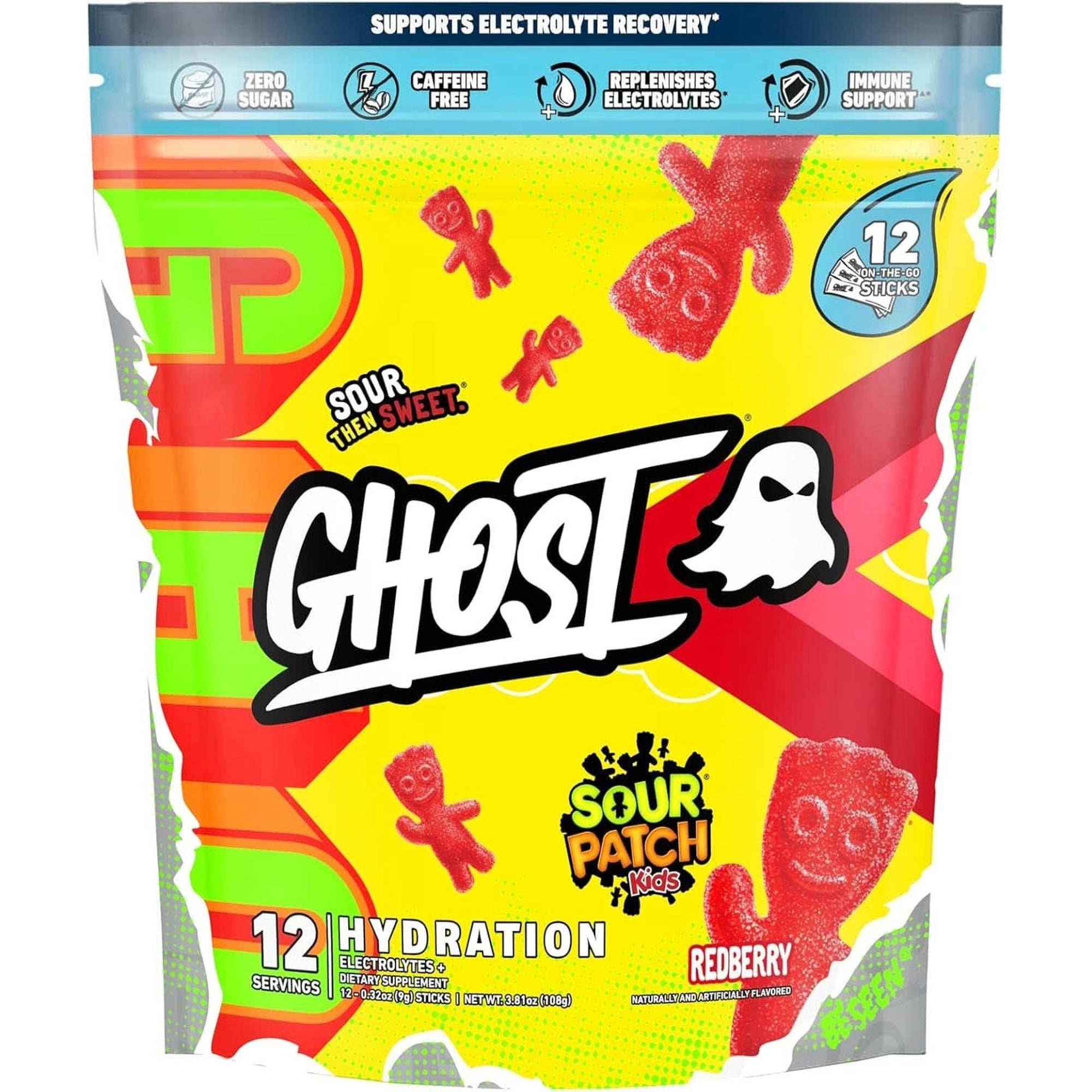 GHOST Hydration, Kiwi Strawberry, 40 Serv, Electrolyte Powder - Drink Mix Supplement with Magnesium, Potassium, Calcium, Vitamin C & Taurine for Energy & Endurance - Vegan, Free of Soy, Sugar & Gluten