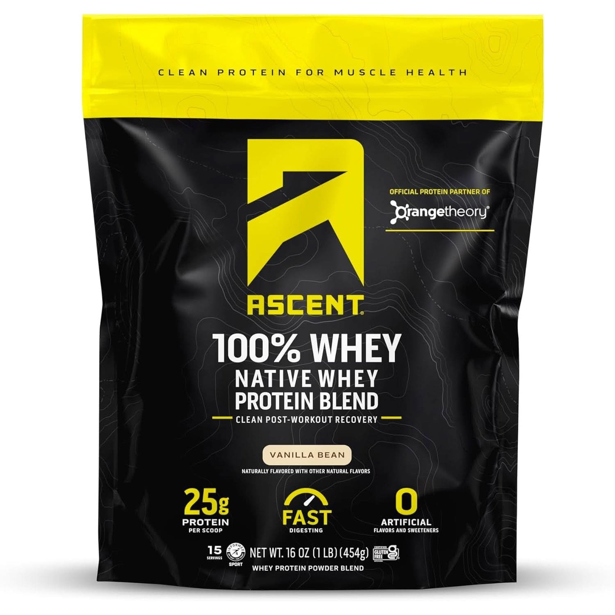 Ascent 100% Whey Protein Powder - Post Workout Whey Protein Isolate, Zero Artificial Flavors & Sweeteners, Soy & Gluten Free, 5.5G BCAA, 2.6G Leucine, Essential Amino Acids, Vanilla Bean 2 Lb