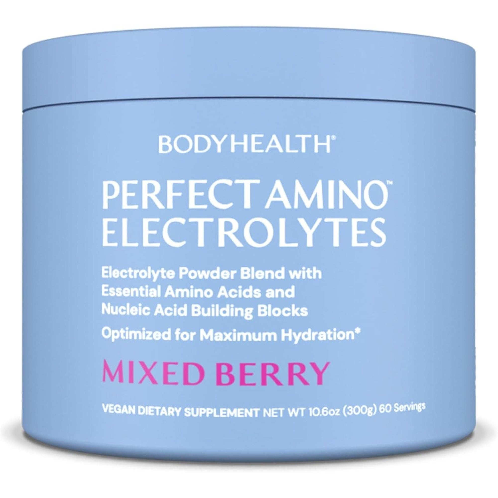 Bodyhealth Perfectamino Electrolytes Powder, Hydration Powder, Sugar Free Electrolyte Drink Mix, Keto Electrolytes Powder, Non GMO, Mixed Berry Flavor (30 Servings)