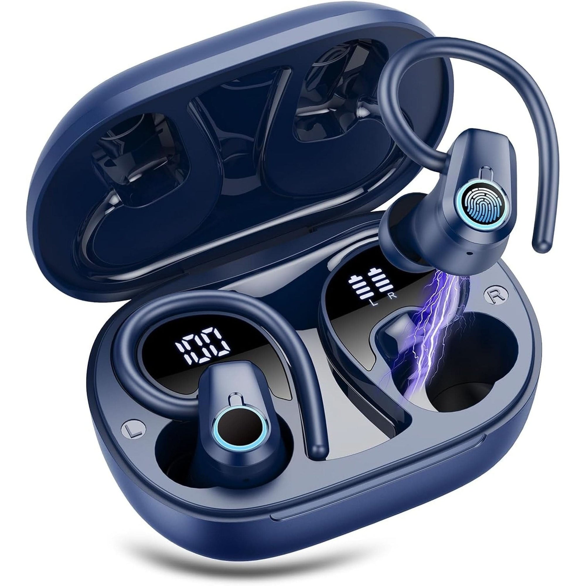 Wireless Earbuds, 2023 Bluetooth Headphones 5.3 Sport, 50H Ear Buds with Earhooks, Dual LED Displaybluetooth Earbuds, Deep Bass Stereo Noise Cancelling Headphones, IP7 Waterproof Running Earphones