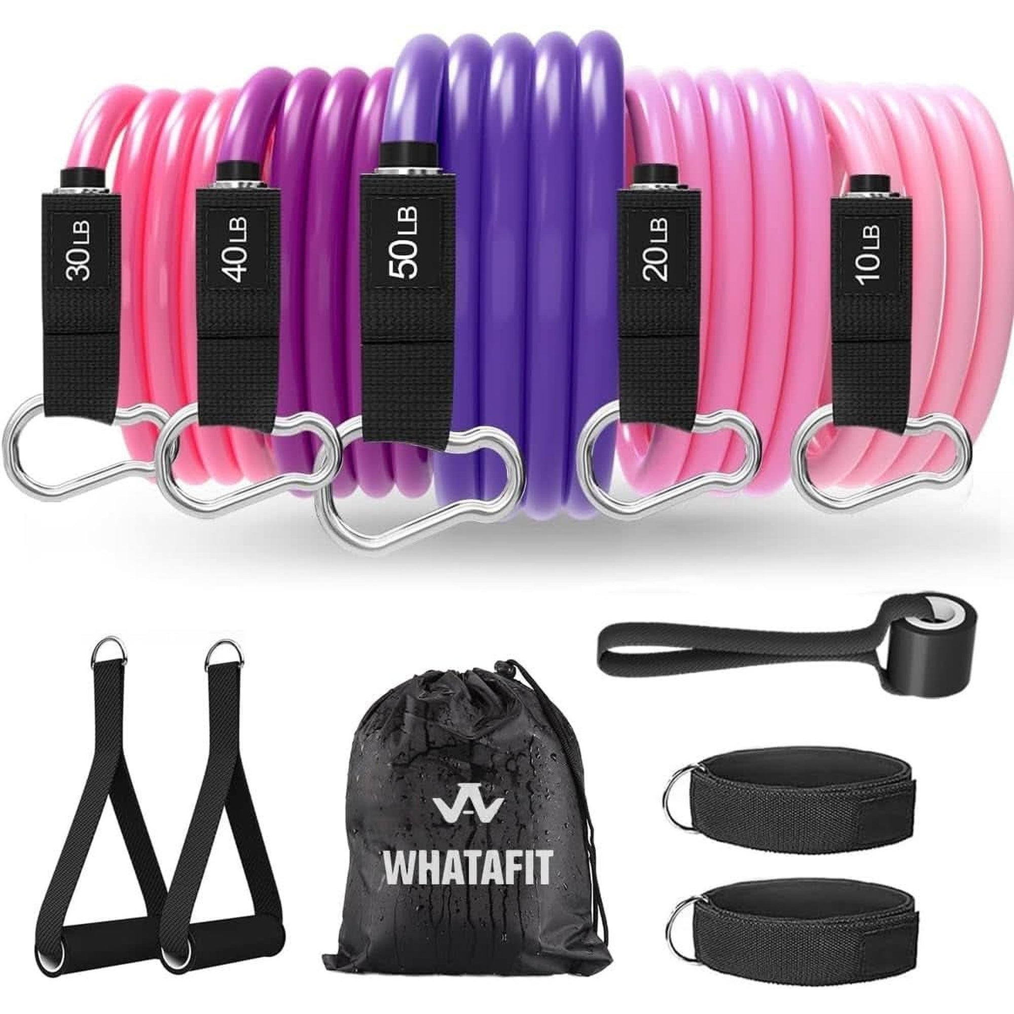 WHATAFIT Resistance Bands, Exercise Bands，Resistance Bands for Working Out, Work Out Bands with Handles for Men and Women Fitness, Strength Training Home Gym Equipment