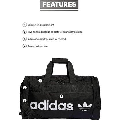 Adidas Originals Santiago Duffel Bag, Black/White, One Size