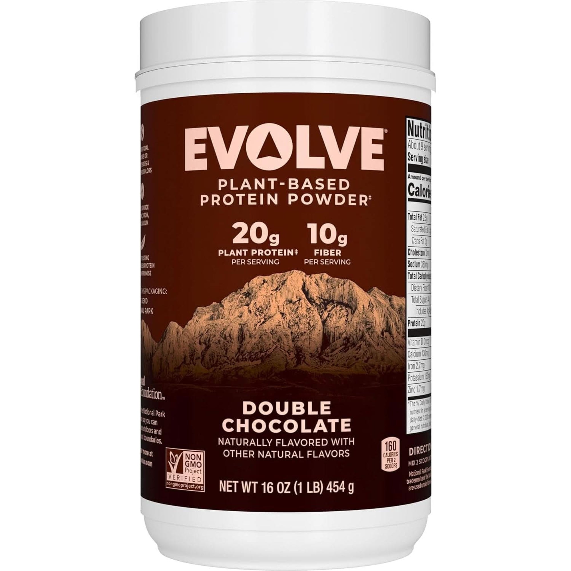 Evolve Plant Based Protein Powder, Double Chocolate, 20G Vegan Protein, Dairy Free, No Artificial Flavors, Non-Gmo, 3G Fiber, Amazon Exclusive, 2 Pound (Packaging May Vary)