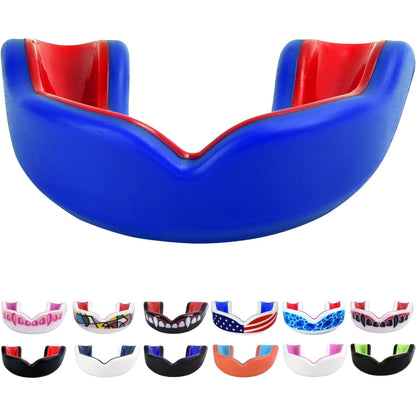 Sports Youth Mouth Guard for Kids USA Flag & Fangs & 20 Best Colors to Choose From - Youth Mouthguard Football, MMA, Karate, Flag Football, Rugby, Boxing, BJJ /W Case Youth, Strapless