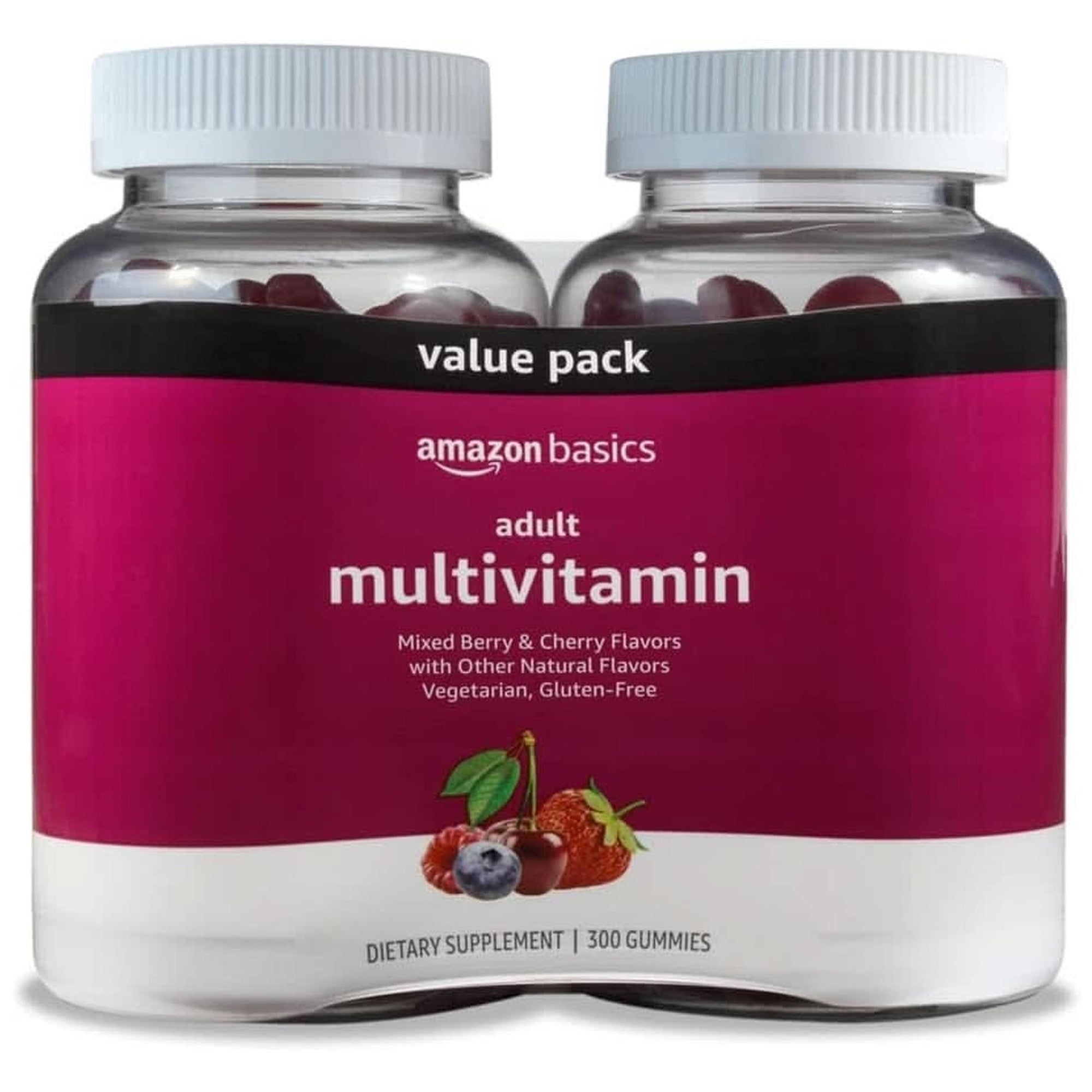 Amazon Basics Adult Multivitamin for Men & Women, 300 Gummies with Vitamins A, C, D, E, B-6 and B-12, 150 Count (Pack of 2) (150 Day Supply) (Previously Solimo)