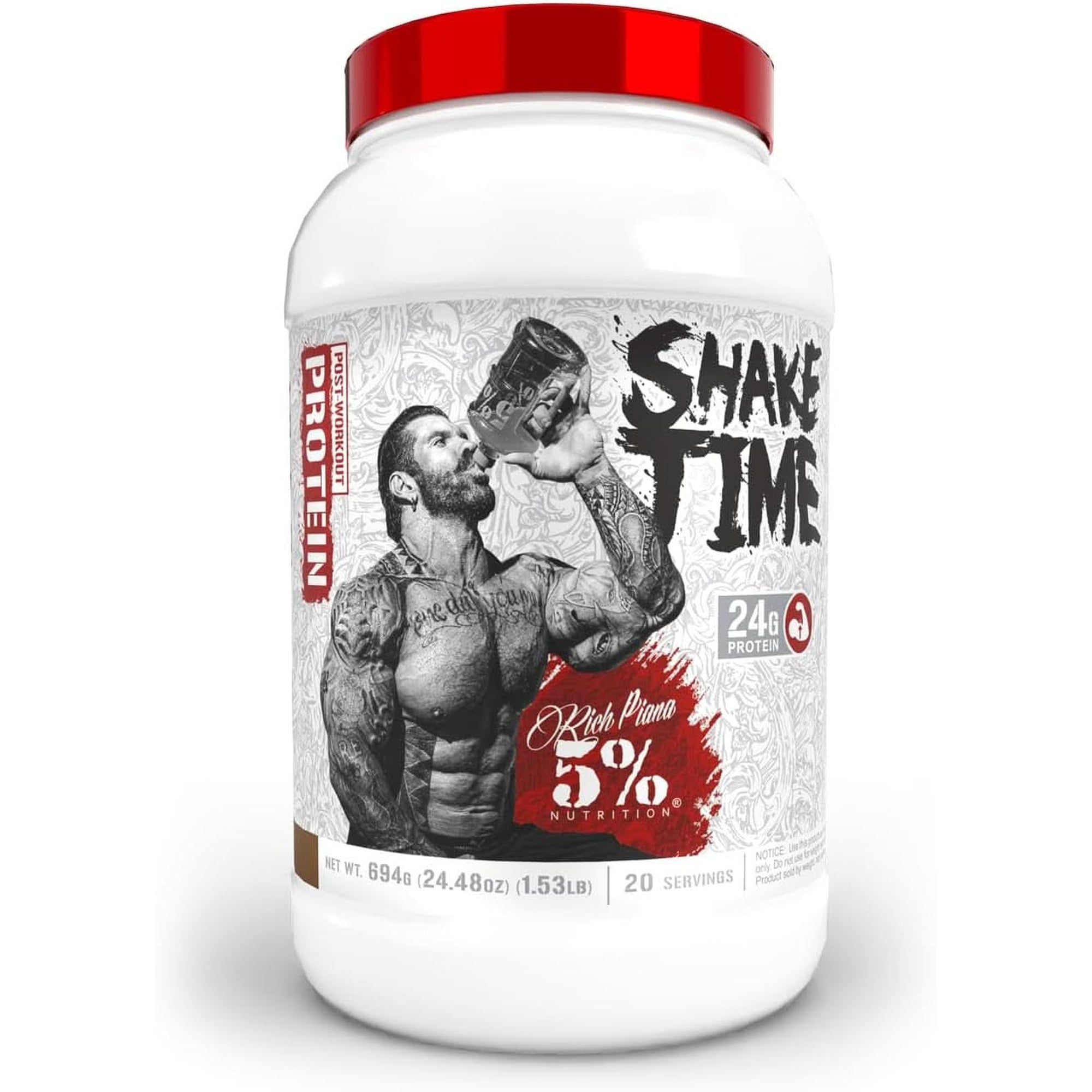 5% Nutrition Rich Piana Shake Time | 26G Animal Based Protein Drink | Grass-Fed Beef, Chicken, Whole Egg | No Sugar, Dairy, or Soy | (Peanut Butter)