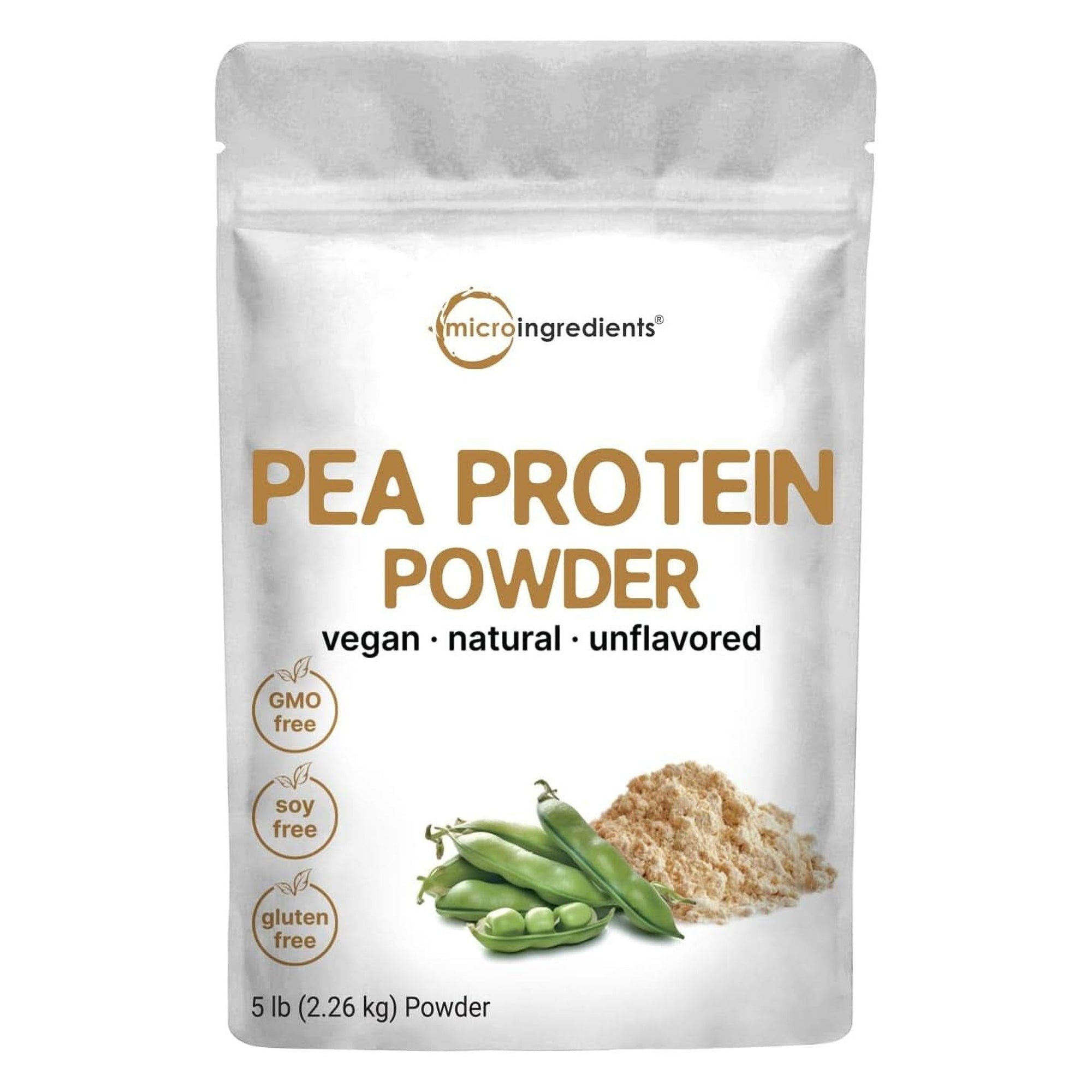 Micro Ingredients North American Grown, Pea Protein Powder, 5 Pounds | Plant Based, Unflavored | Complete Vegan Protein Source – 27G Serving | Rich in Bcaas & Eaas | Non-Gmo, Keto Friendly