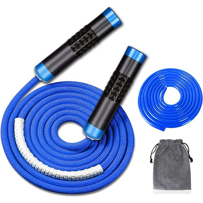 Redify Weighted Jump Rope for Workout Fitness(1Lb), Tangle-Free Ball Bearing Rapid Speed Skipping Rope for MMA Boxing Weight-Loss,Aluminum Handle Adjustable Length 9MM Fabric Cotton+9Mm Solid PVC Rope