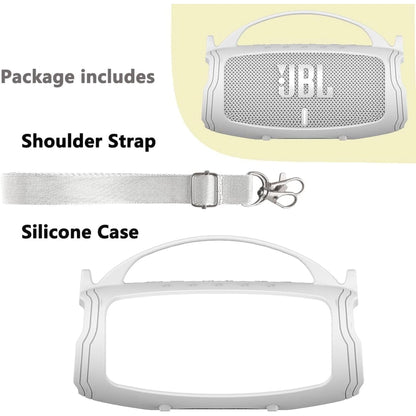 Silicone Cover Case for JBL Charge 5 Portable Bluetooth Speaker, Protective Skin Case for JBL Charge 5 Portable Bluetooth Speaker Accessories White Case