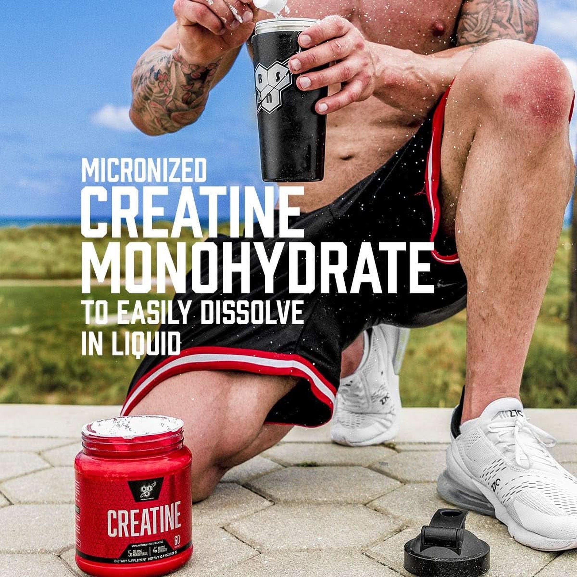 BSN Micronized Creatine Monohydrate Powder, Unflavored, 2 Months Supply-60 Servings, 10.9 Ounce