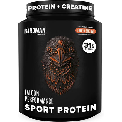 BIRDMAN Falcon Performance Vegan Protein Powder, 31G Protein, 5G Creatine, 5G BCAA, Probiotics, Electrolytes, Pre Workout, Low Carb, Sugar Free & Dairy Free, Plant Based Vanilla Protein -19 Servings