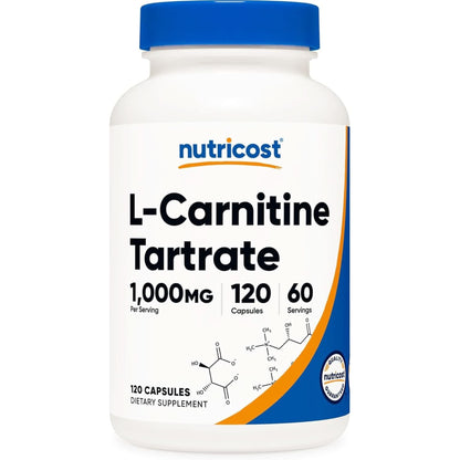 Nutricost L-Carnitine Tartrate 1,000Mg, 240 Capsules - 500Mg per Capsule, 120 Servings