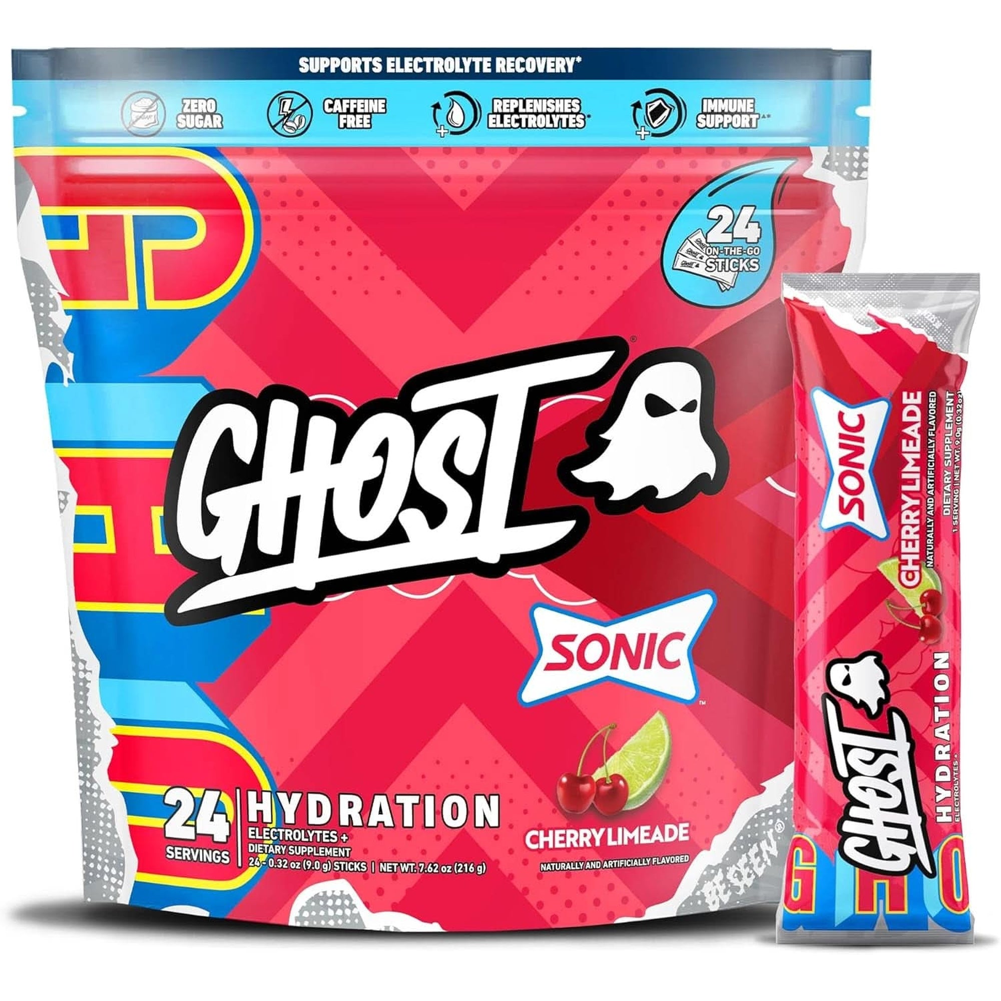 GHOST Hydration, Kiwi Strawberry, 40 Serv, Electrolyte Powder - Drink Mix Supplement with Magnesium, Potassium, Calcium, Vitamin C & Taurine for Energy & Endurance - Vegan, Free of Soy, Sugar & Gluten