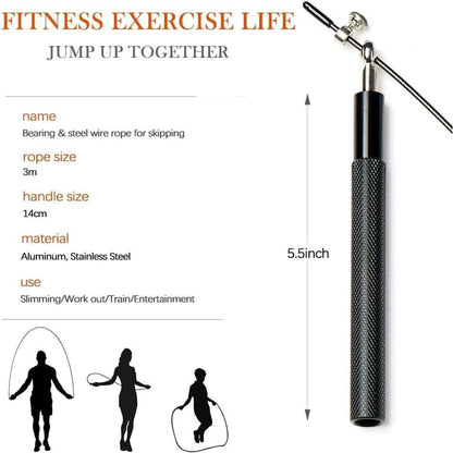 Speed Skipping Rope Adjustable Jumping Rope with Aluminium Alloy Handle and Ball Bearing Tangle-Free Exercise Rope for Home Exercise & Slim Body , Cross Fit Training, Fitness, Exercis Ideal for Aerobic Exercise