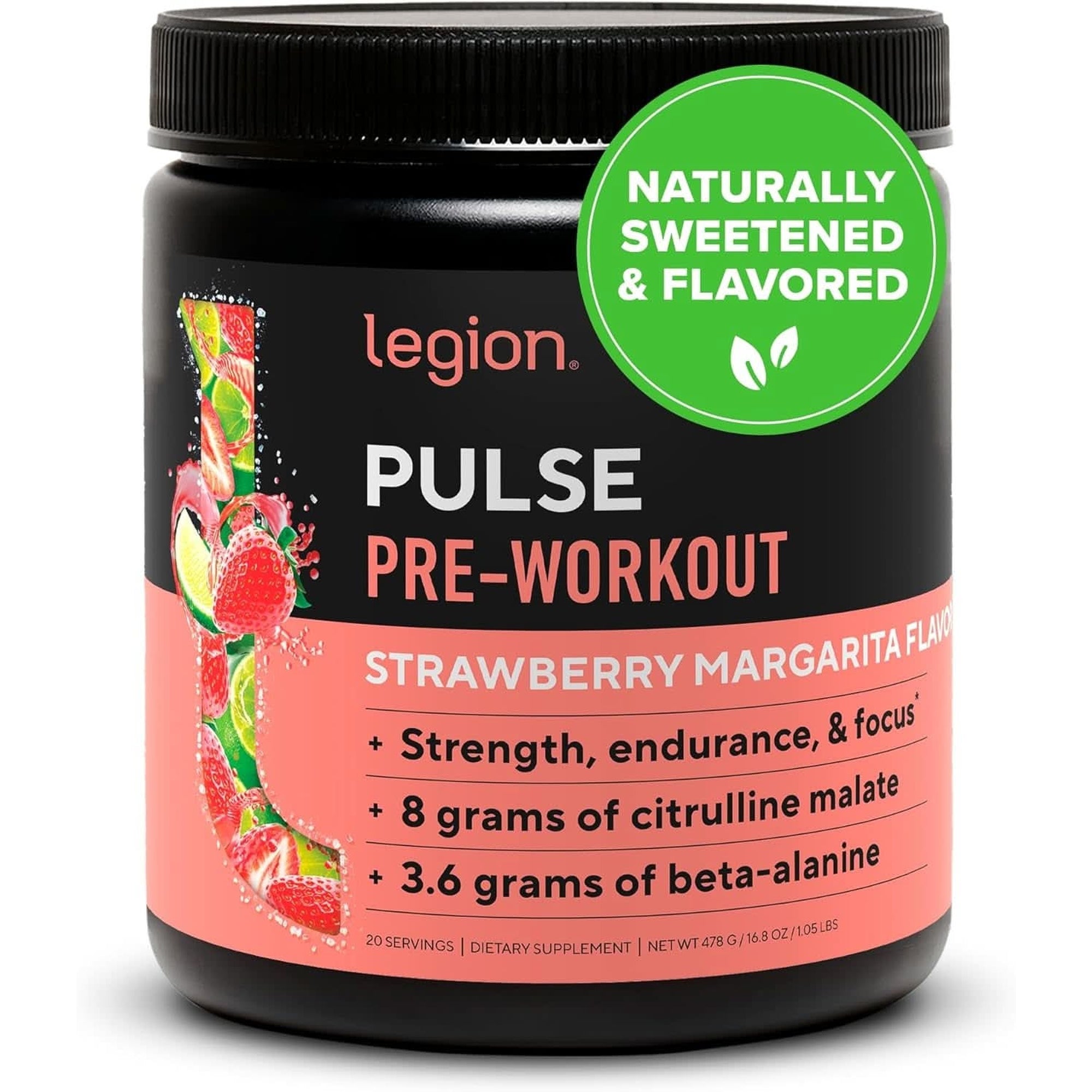 LEGION Pulse Pre Workout Supplement - All Natural Nitric Oxide Preworkout Drink to Boost Energy, Creatine Free, Naturally Sweetened, Beta Alanine, Citrulline, Alpha GPC (Fruit Punch)