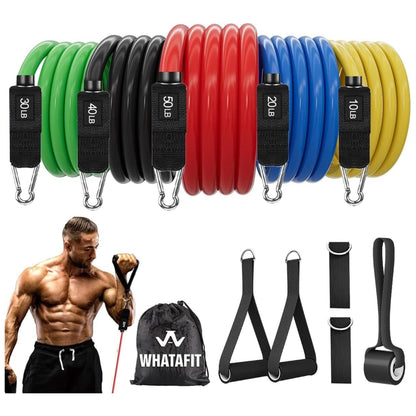 WHATAFIT Resistance Bands, Exercise Bands，Resistance Bands for Working Out, Work Out Bands with Handles for Men and Women Fitness, Strength Training Home Gym Equipment