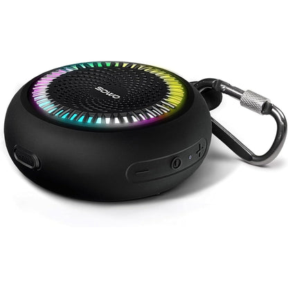 Bluetooth Shower Speaker Waterproof | Small Portable Bluetooth Speaker Wireless with Clip | Powerful Bass and Louder Volume | Colorful Lights and Lightweight | with TWS Pairing | Black