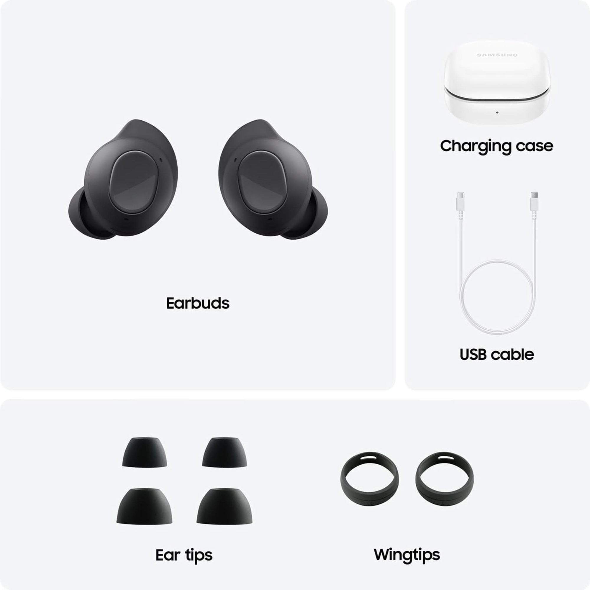 SAMSUNG Galaxy Buds FE True Wireless Bluetooth Earbuds, Comfort and Secure in Ear Fit, Auto Switch Audio, Touch Control, Built-In Voice Assistant, Graphite US Version, 1Yr Manufacturer Warranty